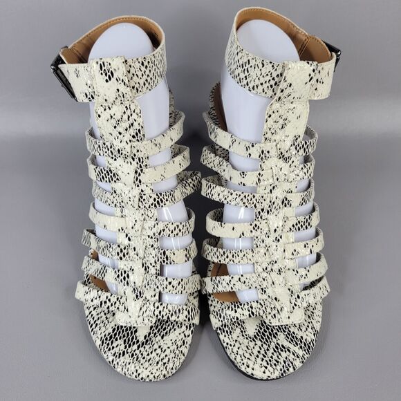 Vionic Sami Caged Sandals Snake Print Open Toe Block Heel Black White Size 10 - Picture 5 of 15